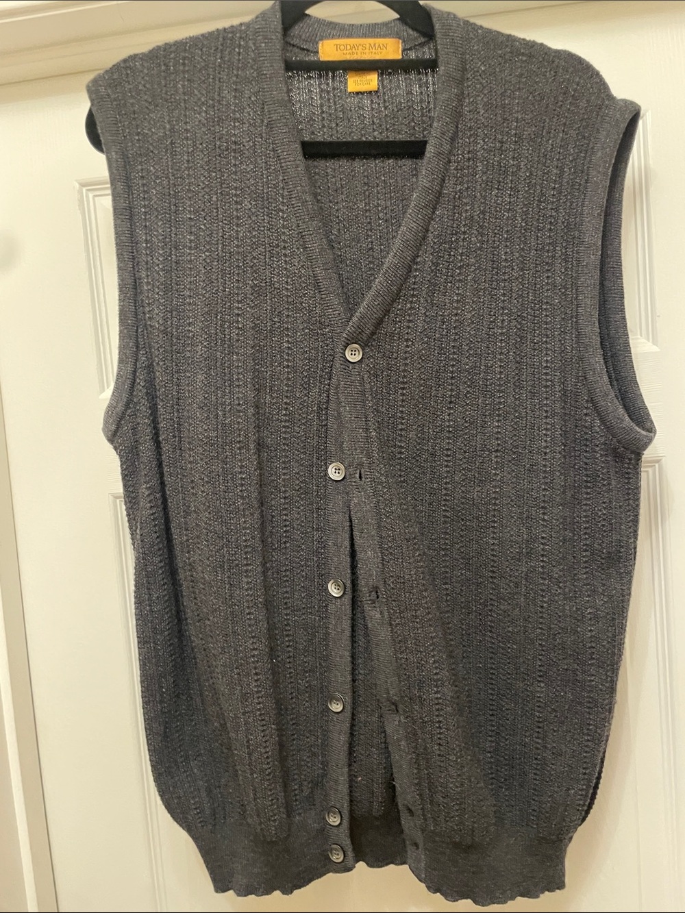 TODAY'S MAN Italian Wool Knit Vest in Heather Gray
